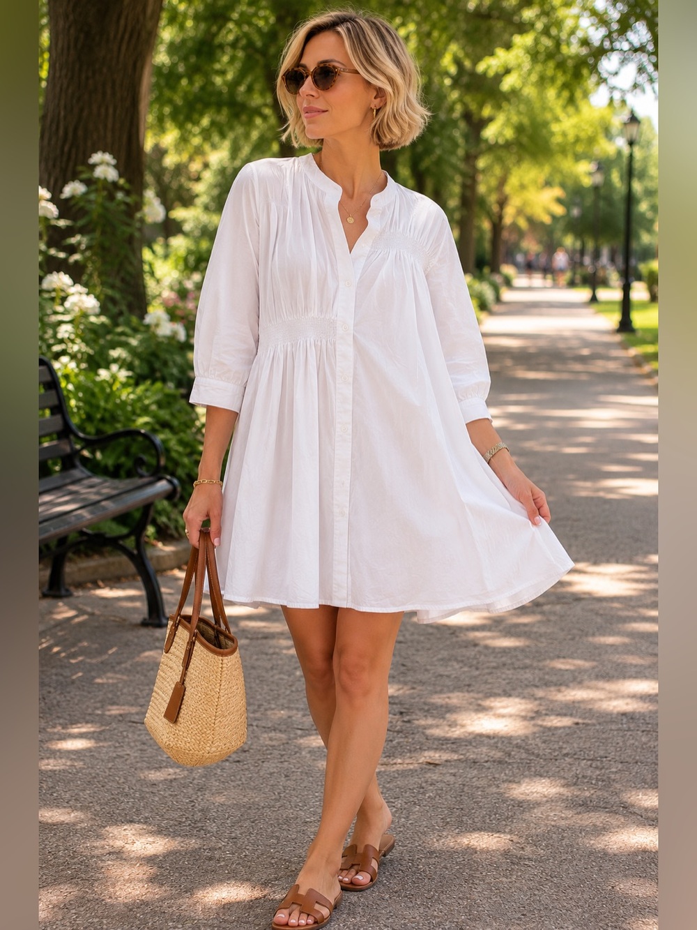 Zara Gathered Poplin Mini Dress XL White Short Elastic